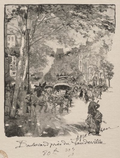 Boulevarden nær Vaudeville af Auguste Louis Lepère