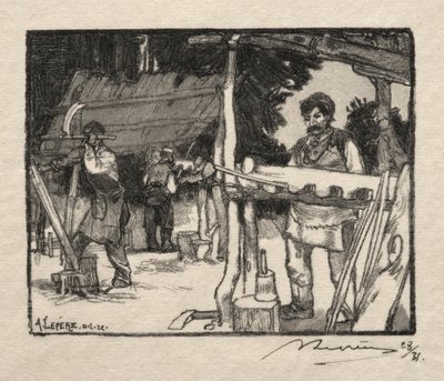 Lath Maker, 1889. af Auguste Louis Lepère