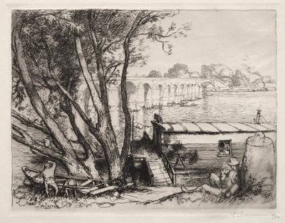 Poissy-broen af Auguste Louis Lepère