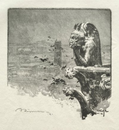 The Stryge of Notre Dame, 1890. af Auguste Louis Lepère