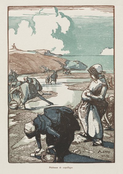 Pinion Fisherwomen, Saint-Jean-de-Mont af Auguste Louis Lepère