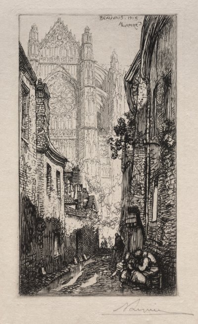 Narrow Street, Beauvais (An Alley, Beauvais) af Auguste Louis Lepère