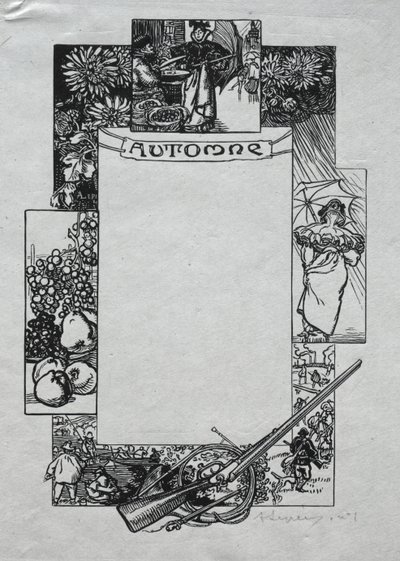 Paris-almanak, 1897: Dekorativ kant, efterår af Auguste Louis Lepère