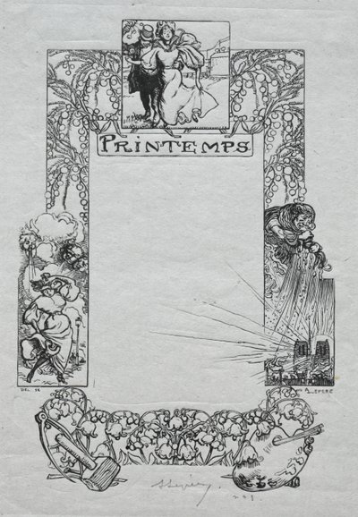 Paris-almanak, 1897: Dekorativ kant, forår af Auguste Louis Lepère