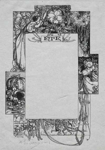 Paris Almanac, 1897: Dekorativ grænse, sommer, 1897. af Auguste Louis Lepère