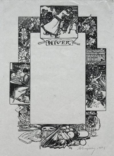 Paris-almanak, 1897: Dekorativ kant, vinter af Auguste Louis Lepère