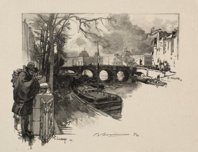 Lille arm af Seinen ved Pont Neuf af Auguste Louis Lepère