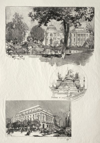 Illustreret Rouen: Museet; St. Marys Springvand; Kunstteatret af Auguste Louis Lepère