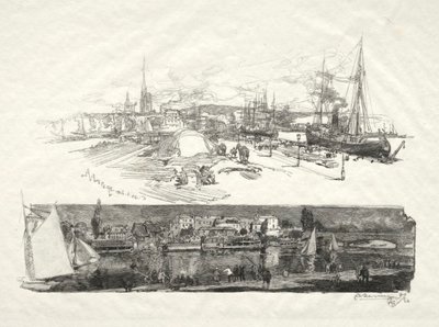 Illustreret Rouen: The New Quays-Ile La Croix, 1896. af Auguste Louis Lepère
