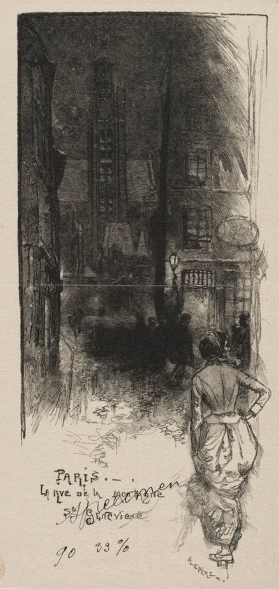 Rue de la Montagne, St. Genevieve af Auguste Louis Lepère
