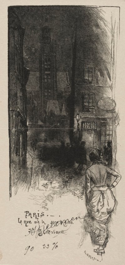 Rue de la Montagne, St. Genevieve. af Auguste Louis Lepère
