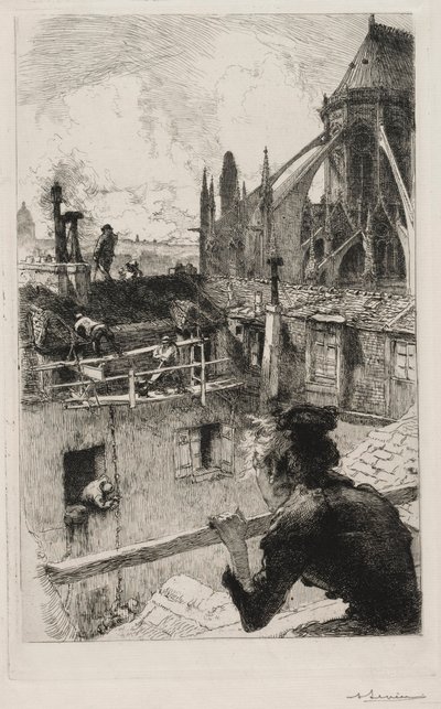 På tagene nær Notre Dame, 1893. af Auguste Louis Lepère