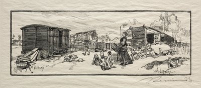 Vognhuset Le wagon-logement. af Auguste Louis Lepère