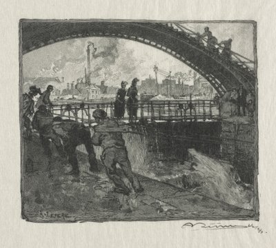 St. Martin-kanalens sluse af Auguste Louis Lepère