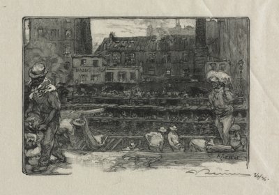 Aflæssere af gips (Canal St. Martin) af Auguste Louis Lepère