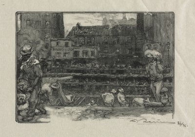 Aflæssere af Gipskanalen St. Martin, 1890. af Auguste Louis Lepère