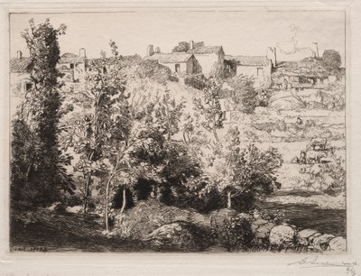 Landsbyen Meule, 1907. af Auguste Louis Lepère