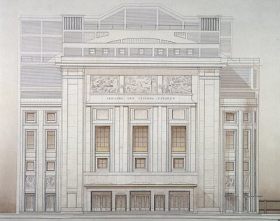Theatre des Champs-Elysees: facade - projekt af Perret af Auguste Perret