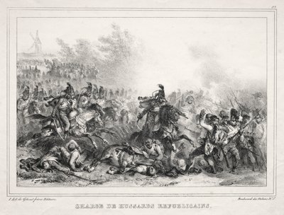 Album for 1833: Anklage over republikanske husarer af Auguste Raffet