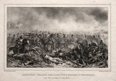 Sidste angreb af Red Lancers ved Waterloo. af Auguste Raffet