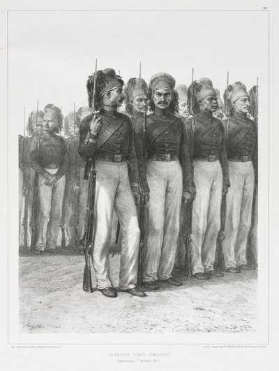 Tyrkisk infanteri, chasseurs, 1837. af Auguste Raffet
