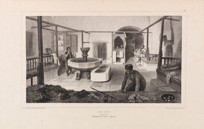 Tatarisk bad, hvilerum. Fra Voyage dans la Russie af Anatole de Demidoff, 1837. af Auguste Raffet