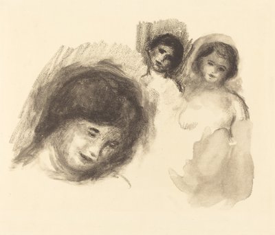 Sten med tre skitser af Auguste Renoir