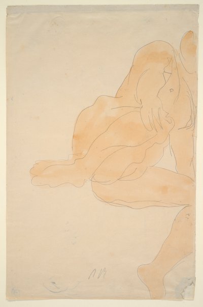 Nøgen siddende, knæ hævet af Auguste Rodin