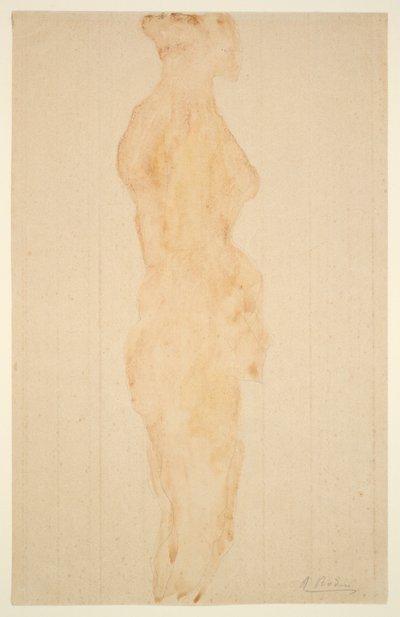 Nøgen stående, set fra siden af Auguste Rodin