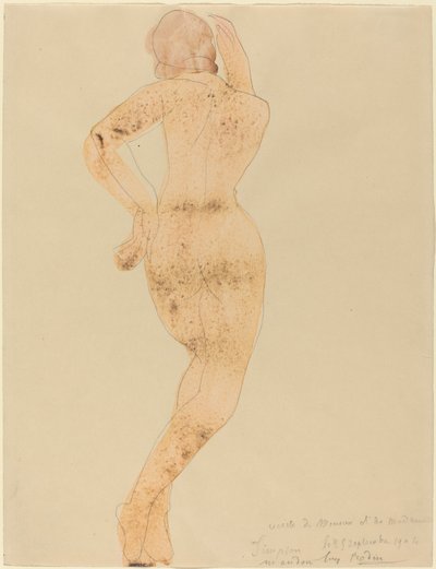 Set bagfra af kvindelig figur i aktion af Auguste Rodin