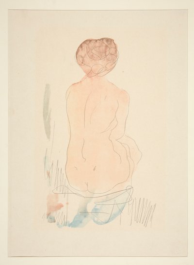 Siddende nøgen, set bagfra af Auguste Rodin