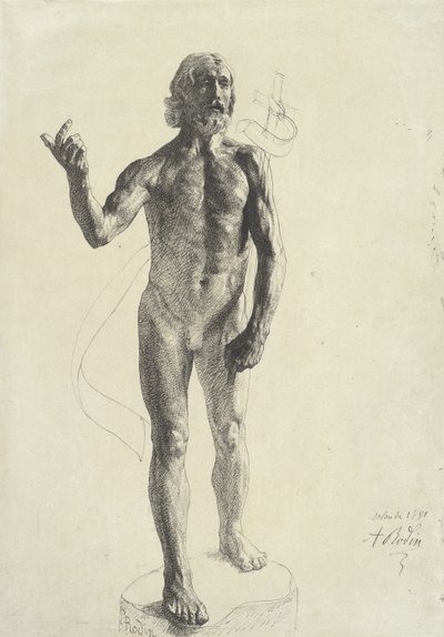 Johannes Døberen, 1880 (sort blæk med grafit på papir) af Auguste Rodin