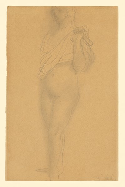 Studie af en nøgen med draperi af Auguste Rodin