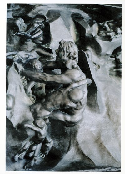 Helvedesporten, detalje af Ugolino og hans sønner, venstre midterpanel, bronze fra ca. 1887 af Auguste Rodin