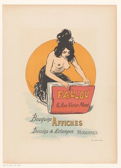 Plakat for bog- og trykkeri Fallou i Paris af Auguste Roedel