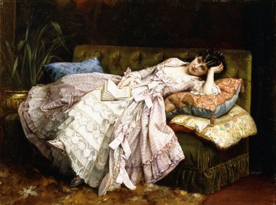 En tilbagelænet skønhed, 1877 af Auguste Toulmouche