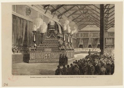Sidste hæder til Giacomo Meyerbeer i Paris på Northern Railway Station den 6. maj 1864, ca 1864. af Auguste Victor Deroy