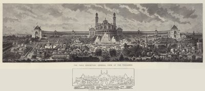 Paris-udstillingen, generel udsigt over Trocadero af Auguste Victor Deroy