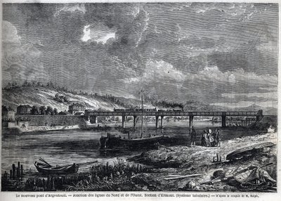Den nye bro har Argenteuil. Kryds mellem nord- og vestlinjen. Ermont sektion (rørsystem). Gravering efter skitse af Ralph i "" Le Monde illustrious"", 29/08/1863. Privat samling. af Auguste Victor Deroy