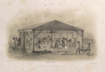Cementfremstilling fra: The Construction of the Saint Isaacs Cathedral, 1845 af Auguste de Montferrand