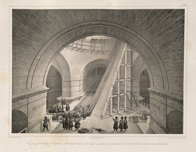 Indvendig udsigt af katedralen og en rampe Fra: The Construction of the Saint Isaacs Cathedral, 1845 af Auguste de Montferrand
