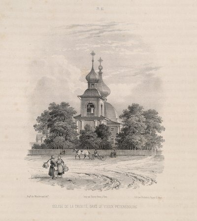 Treenighedskirken i Sankt Petersborg Fra: Konstruktionen af Saint Isaacs Cathedral, 1845 af Auguste de Montferrand