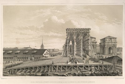 Den første kolonne om konstruktionen Fra: The Construction of the Saint Isaacs Cathedral, 1845 af Auguste de Montferrand