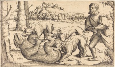 Bjørnejagt, 1545. af Augustin Hirschvogel