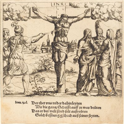 Kristus er gennemboret med lansen af Augustin Hirschvogel