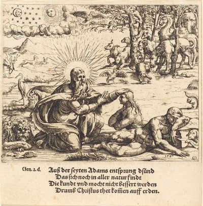 Evas skabelse, 1547. af Augustin Hirschvogel