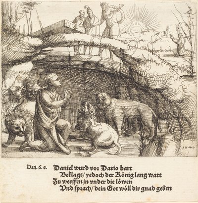 Daniel i Løvernes Hule, 1549. af Augustin Hirschvogel