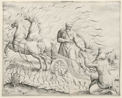 Elias stiger op til himlen, 1547. af Augustin Hirschvogel