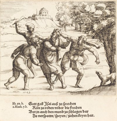 Esajas accepterer hån på grund af sin tro, 1549. af Augustin Hirschvogel