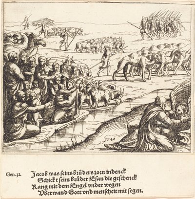 Jacob brydes med englen, 1548. af Augustin Hirschvogel